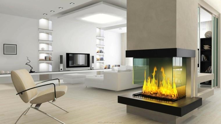 Modern fireplace design for open living room