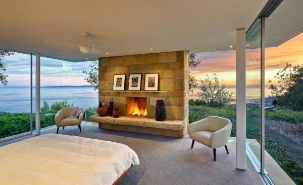 Stunning outdoor romantic bedroom with fireplace