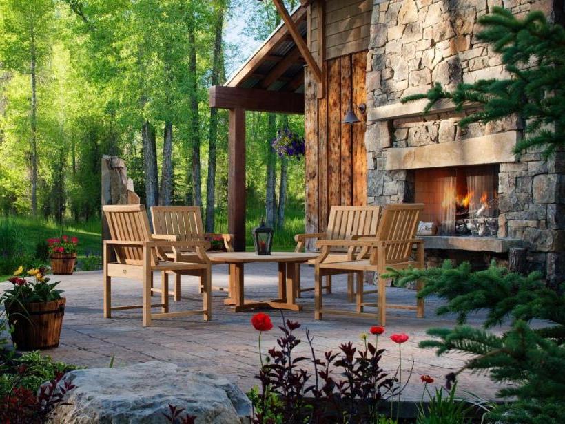 Cozy outdoor fireplace