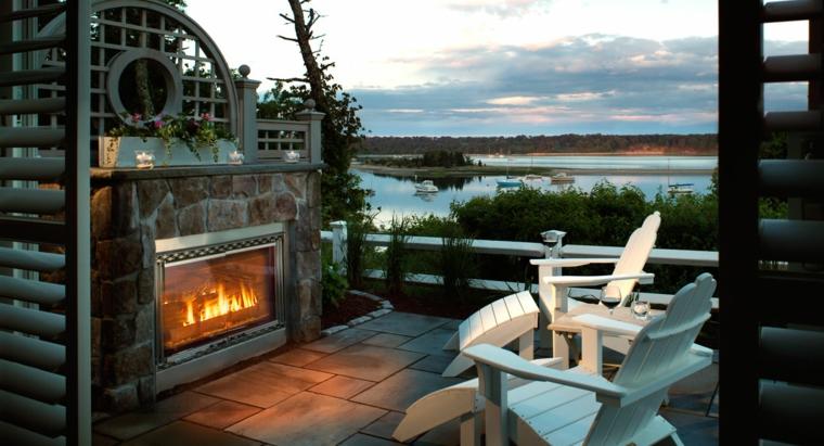 Small terrace with splendid stone fireplace