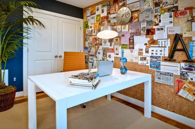 A work area with a cork wall is comfortable, stylish and practical