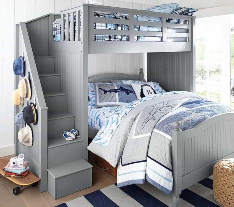 A bunk bed can save space in a small bedroom