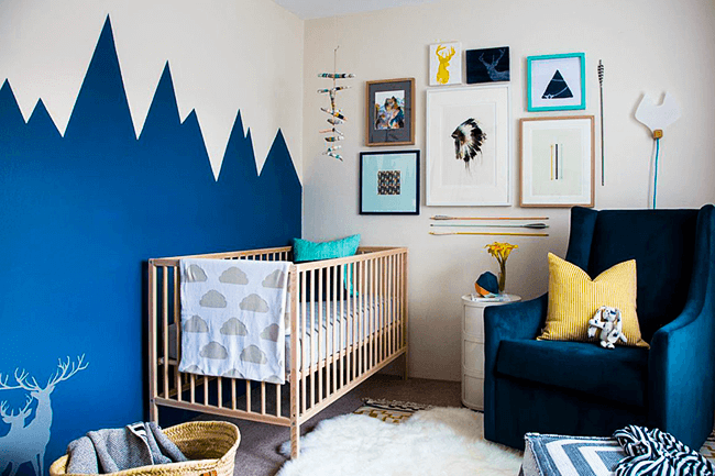 Blue is a classic and almost win-win solution for a boy's nursery