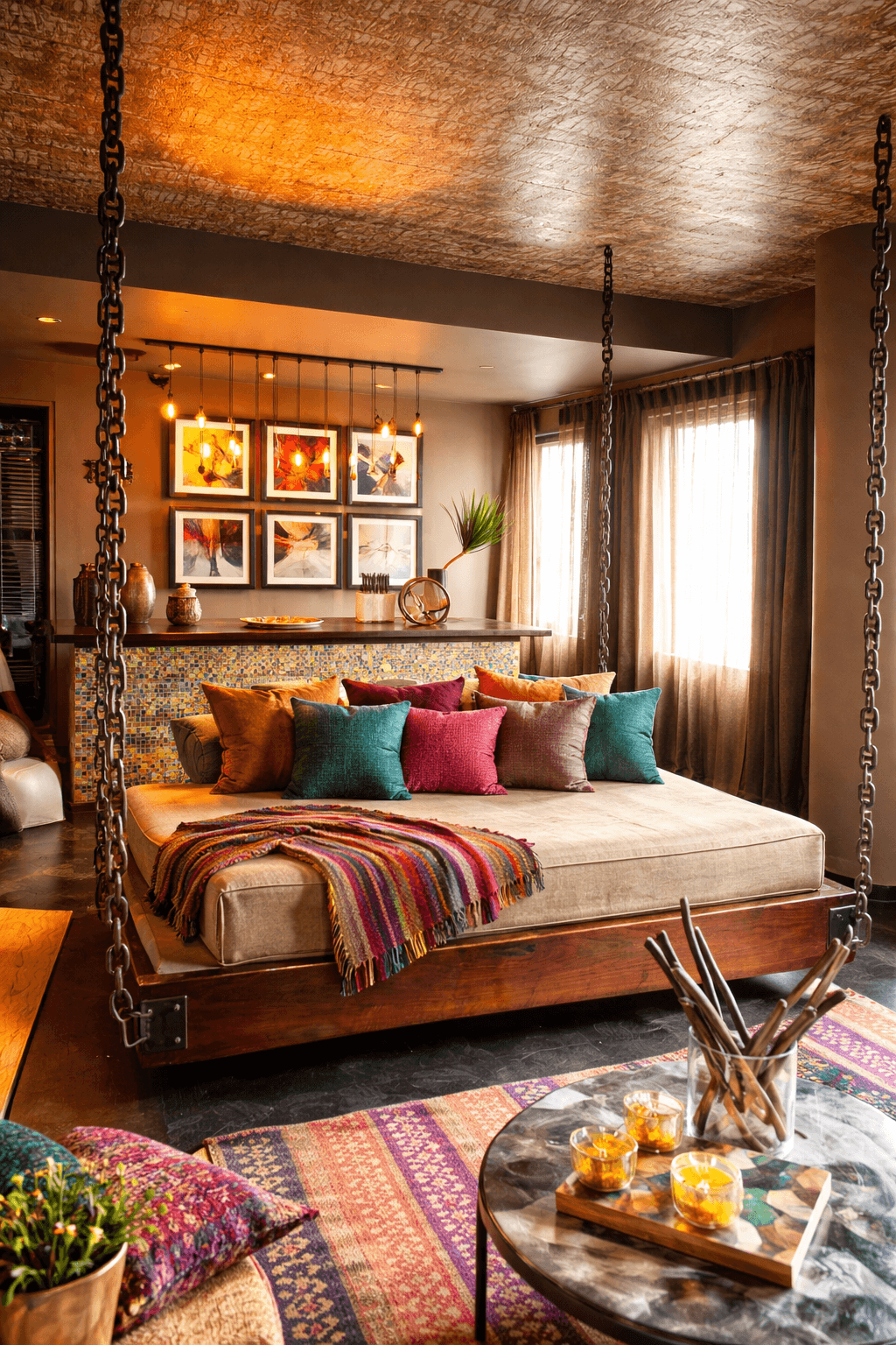 Decadent Industrial Hanging Day Bed – A Luxe Swinging Experience