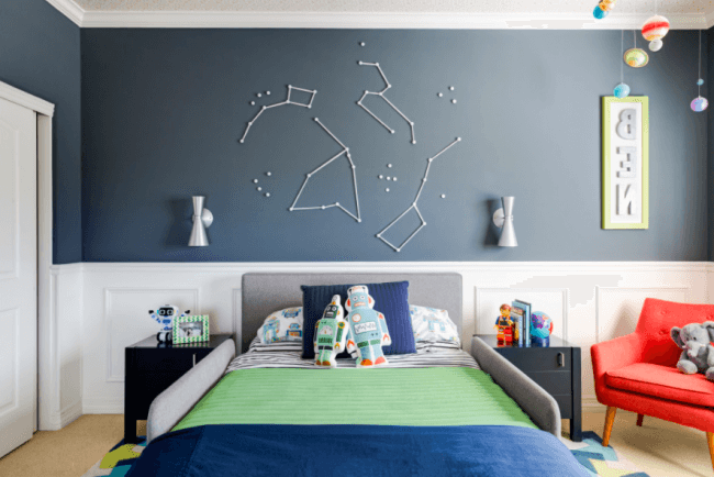 For small children, dimly light furniture and wall decoration are best suited