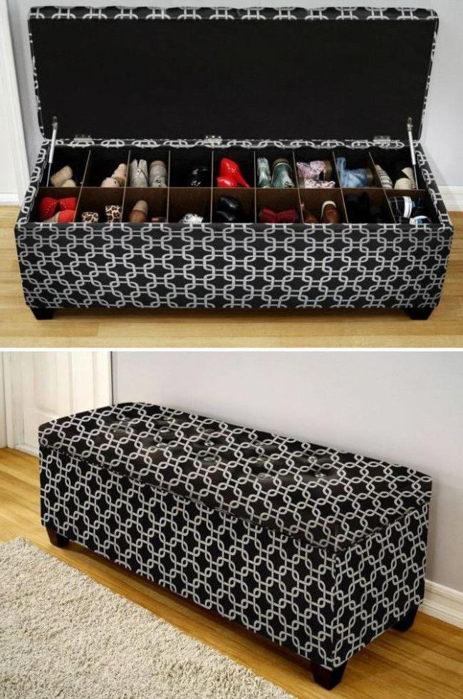 Functional compact solution - pouf shoe rack