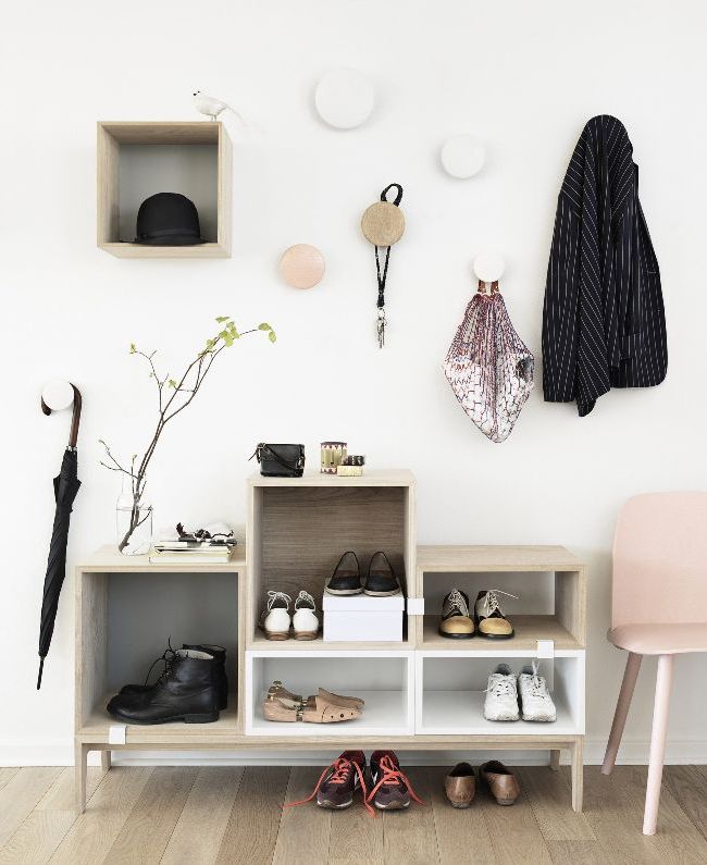 Modern compact shoe rack in the hallway