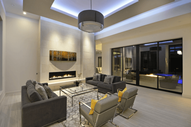 Modern style in the interior of the living room