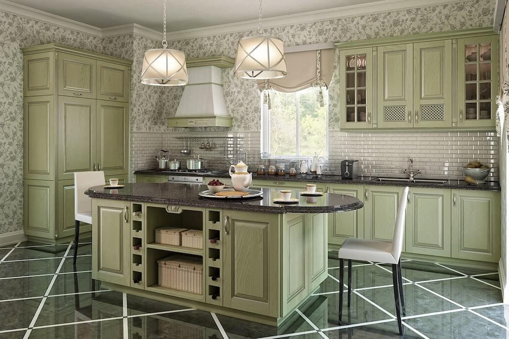 Green Wooden Kitchen