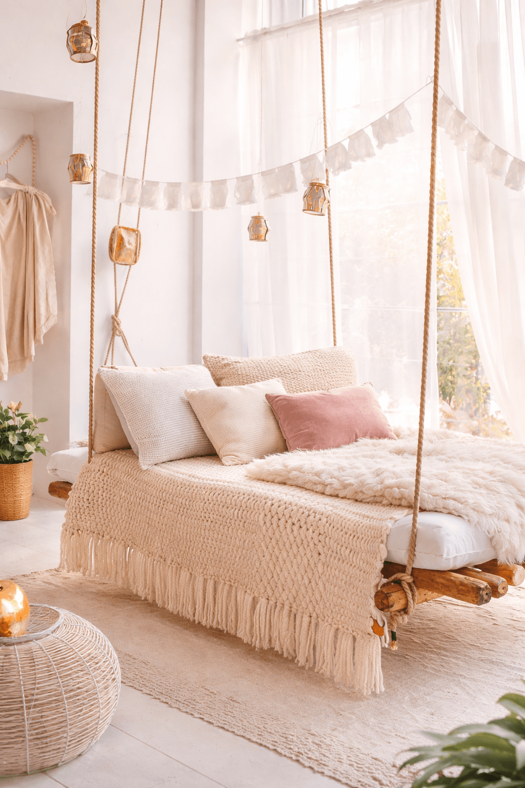 Rustic Chic Swinging Bed
