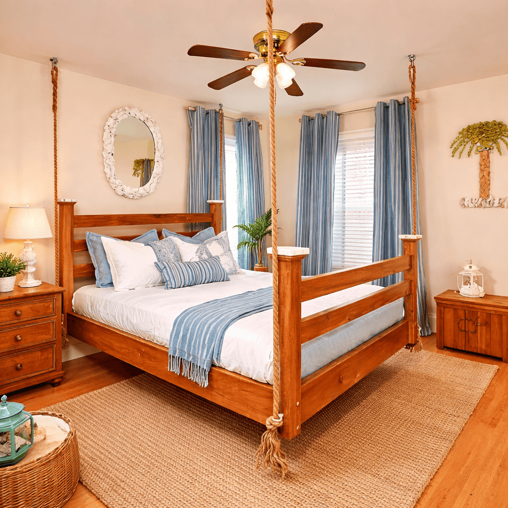 Suspended Four-Poster Hanging Bed – A Dramatic Floating Statement