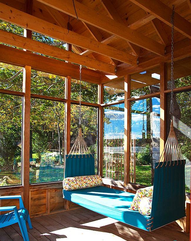 The most suitable place to relax for a hammock couch is a veranda or terrace
