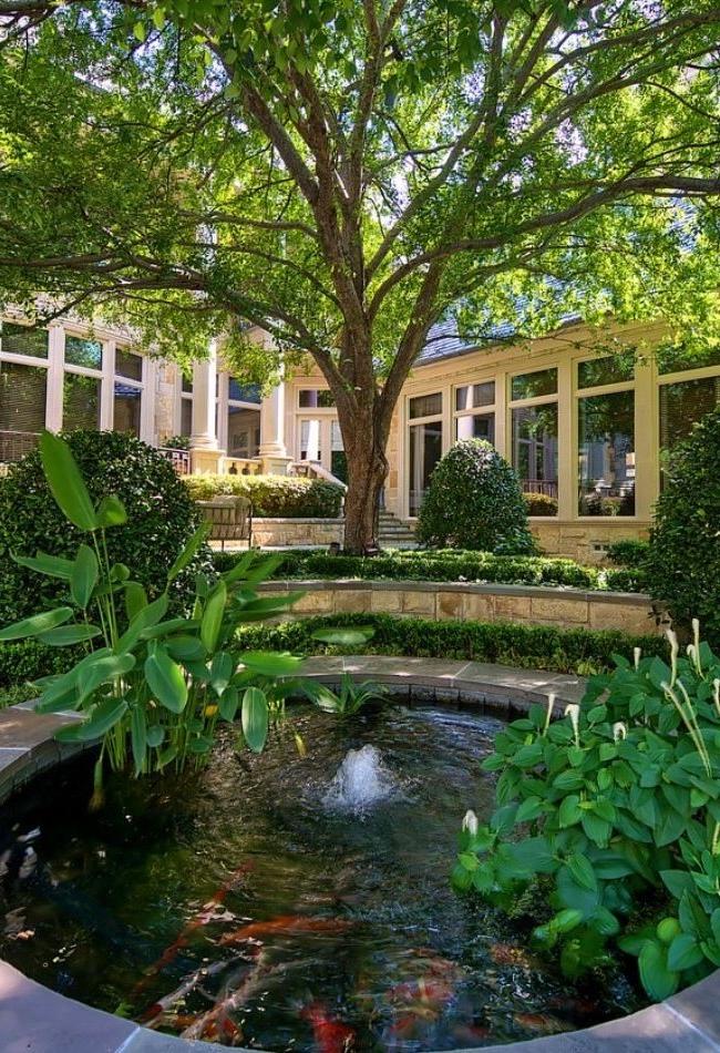 Artificial round pond in the courtyard